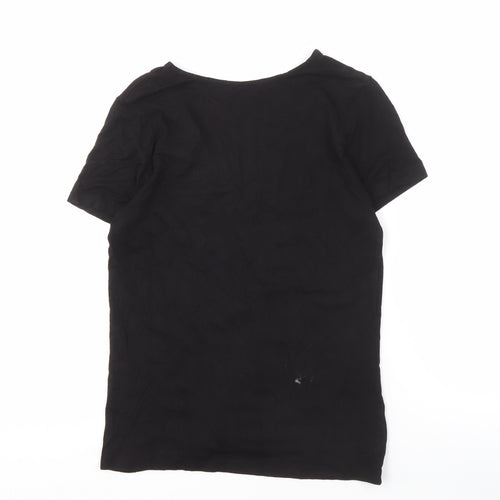 Berketex Women's Black V-Neck Embroidered T-Shirt - Size 12