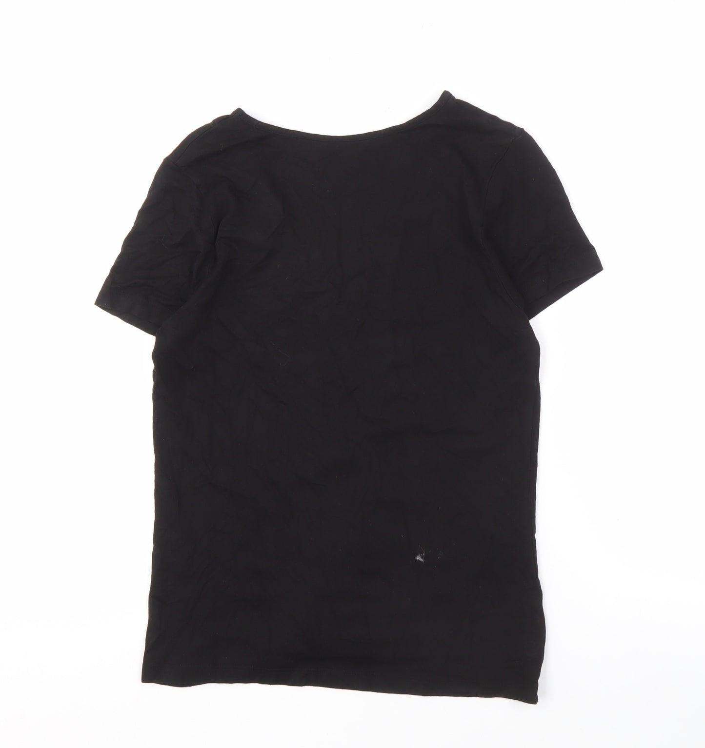 Berketex Women's Black V-Neck Embroidered T-Shirt - Size 12