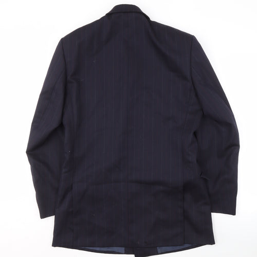 Harewood Men's Blue Striped Wool Blazer, Double-Breasted, 38L