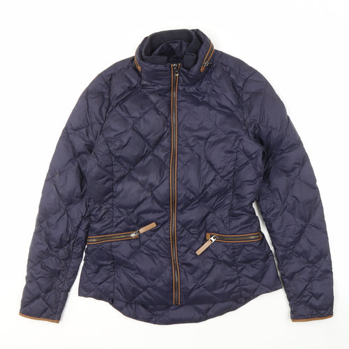 Marks and Spencer Women's Blue Quilted Jacket Size 8