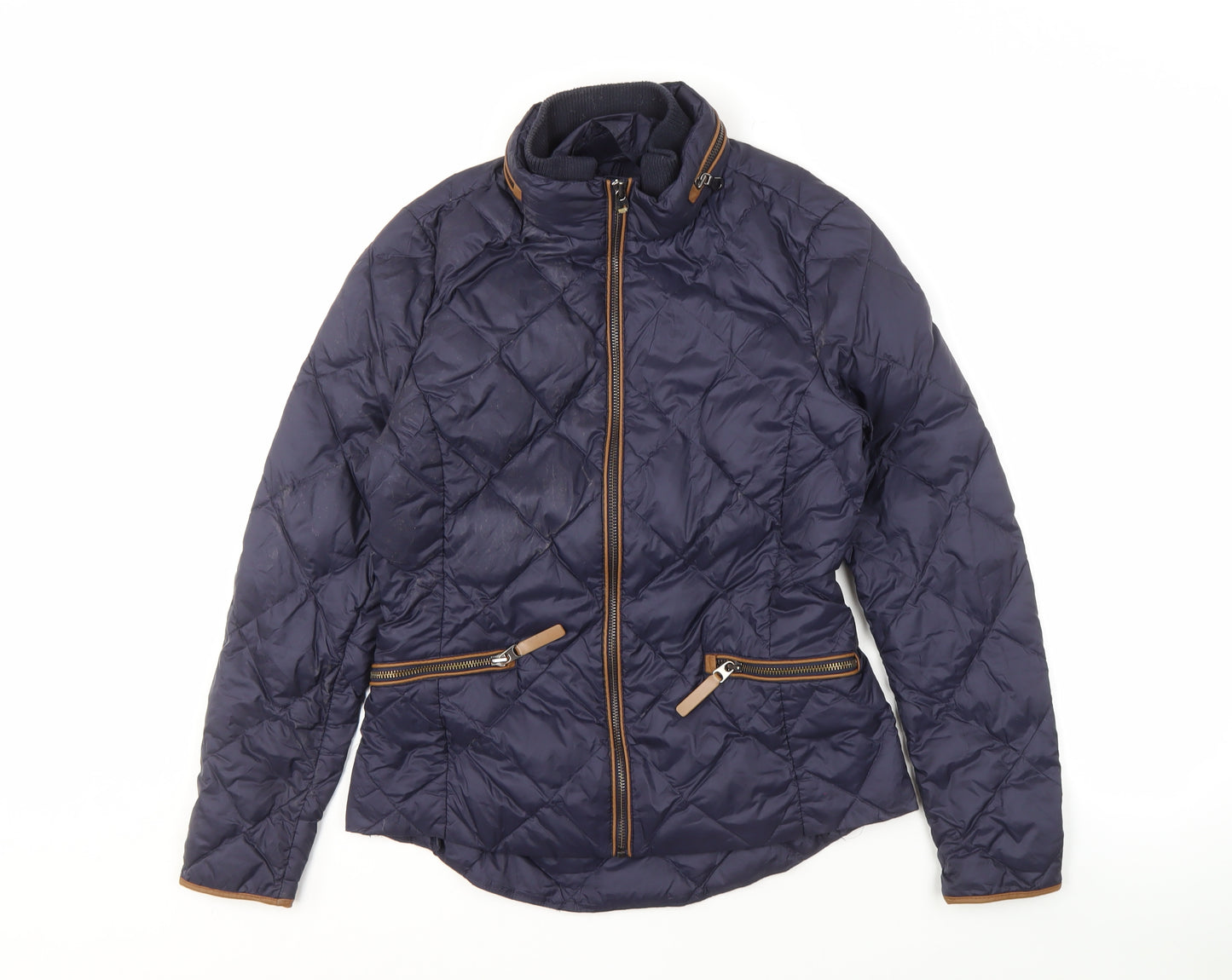 Marks and Spencer Women's Blue Quilted Jacket Size 8