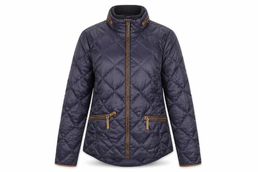 Front view of Marks & Spencer Women's Blue Quilted Jacket, size 8