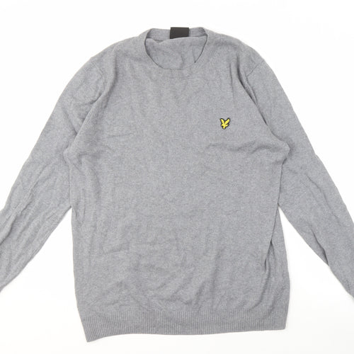 Lyle & Scott Men's Grey Cotton Pullover Jumper - Size L
