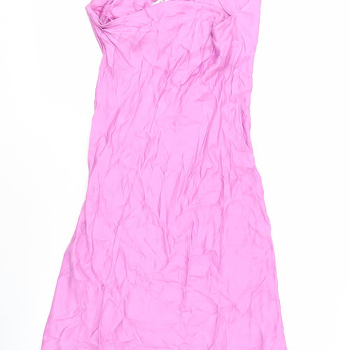 Zara Women's Pink Slip Dress - Size S, Strappy Sleeve