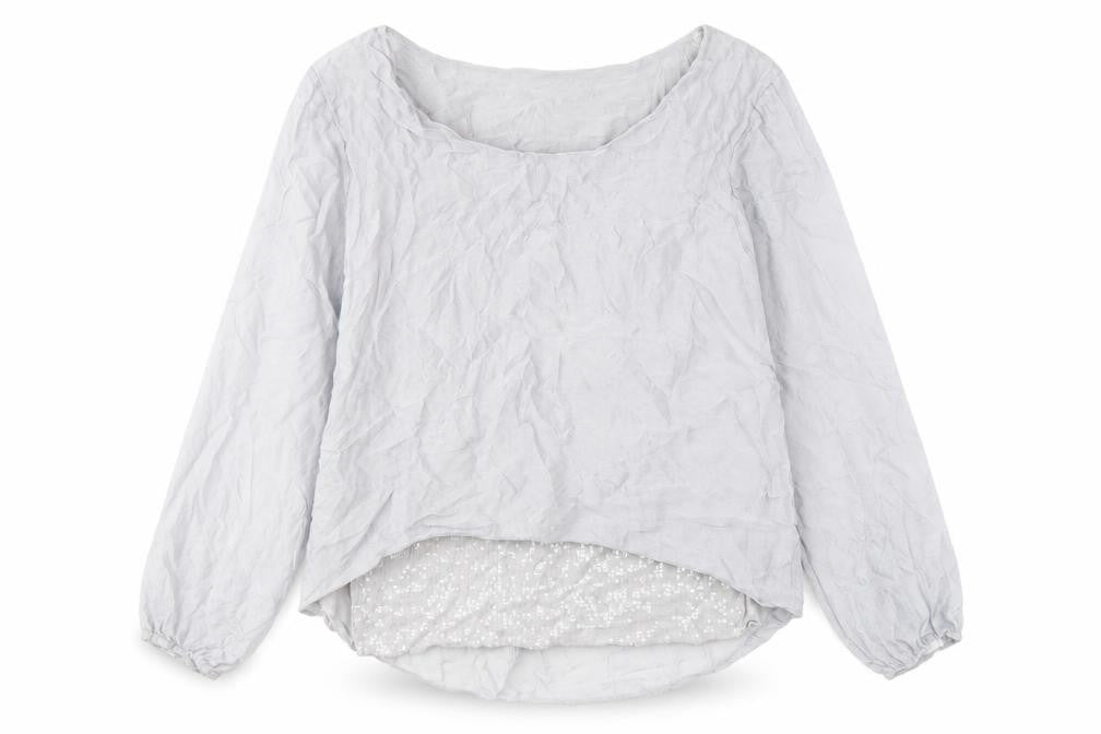 Front view of Tendenze Women's Grey Long Sleeve Blouse, size S