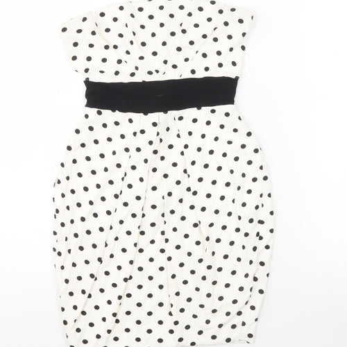 Women's White Polka Dot Strapless Dress