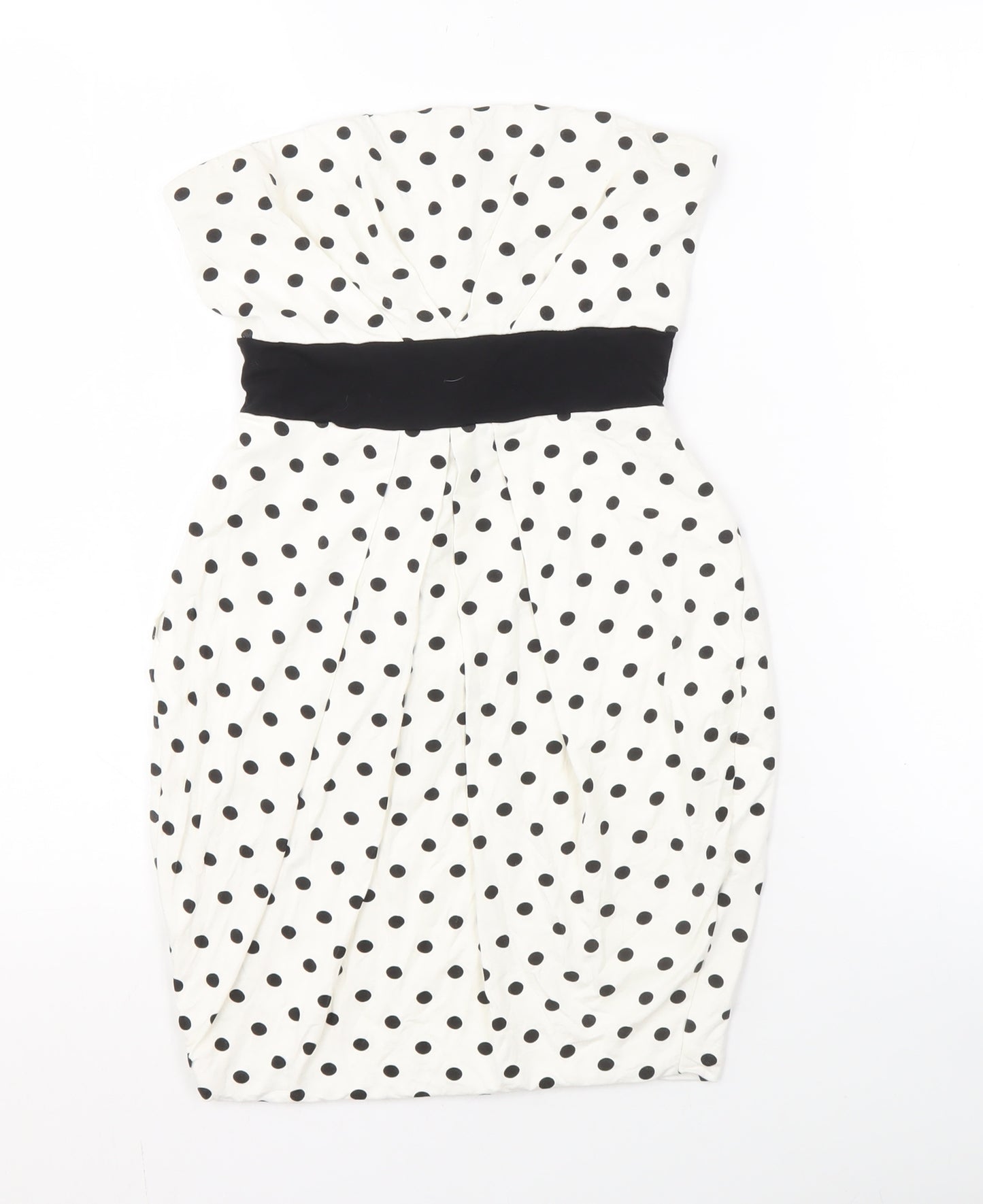 Women's White Polka Dot Strapless Dress