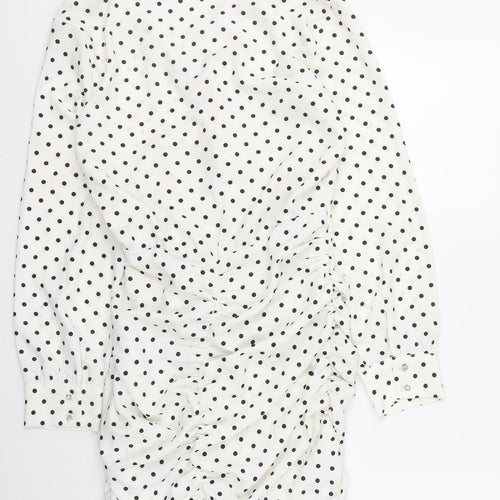 Zara Women's White Polka Dot Shirt Dress, Size S