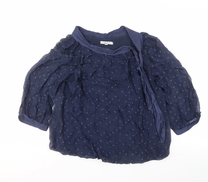 Collezione Gaia Women's Blue Polka Dot Tunic Blouse, M