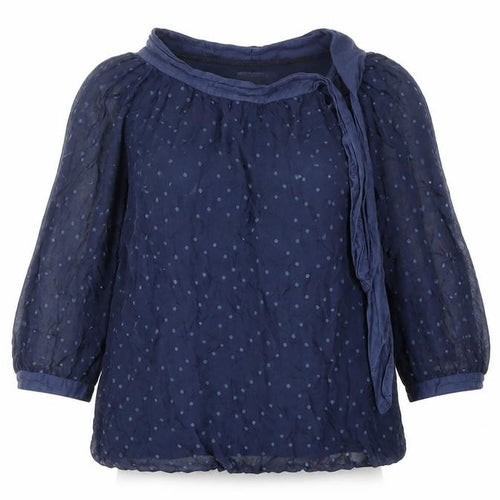 Collezione Gaia Women's Blue Polka Dot Tunic Blouse, M