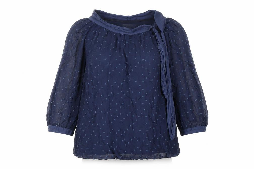 Collezione Gaia Women's Blue Polka Dot Tunic Blouse, M
