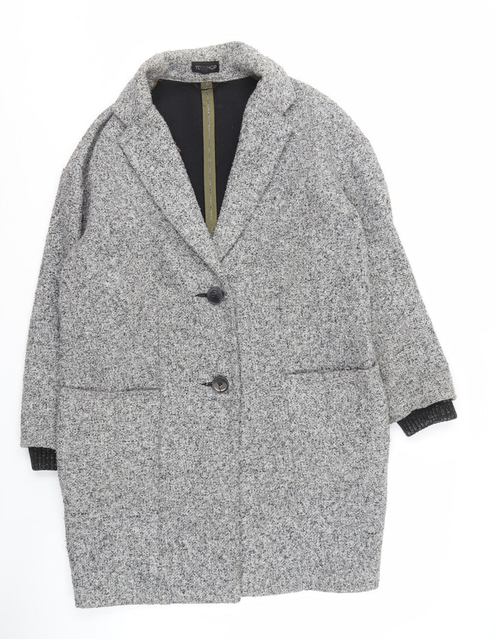 Topshop Women's Grey Overcoat S, Mid-Length