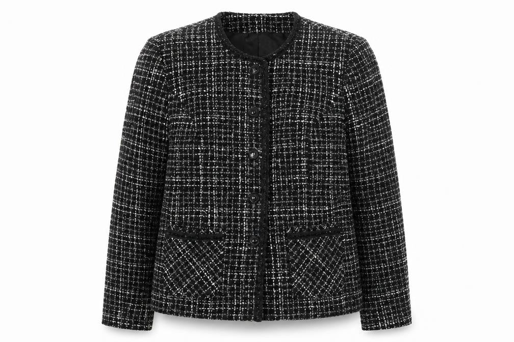 Front view of la Maison du Jersey Women's Black Blazer, size 16