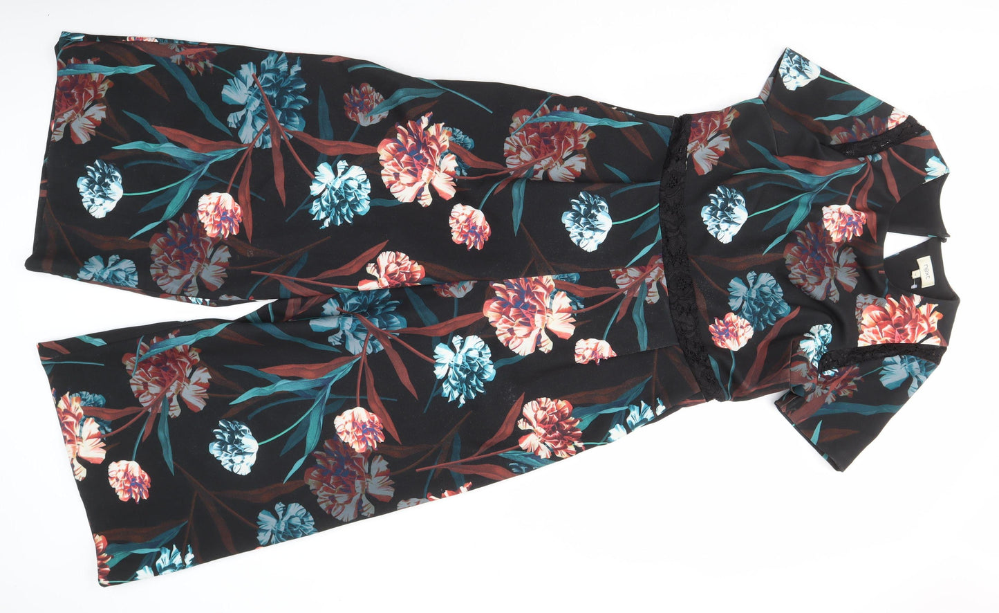 Next Women's Black Floral Jumpsuit Size 14 - Party Ready