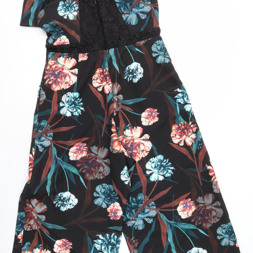 Next Women's Black Floral Jumpsuit Size 14 - Party Ready