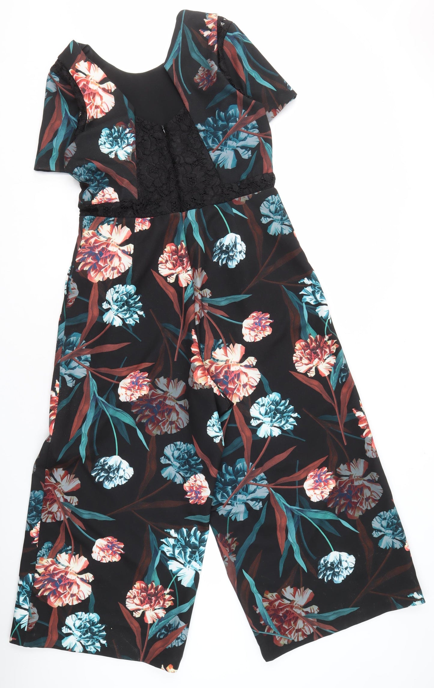 Next Women's Black Floral Jumpsuit Size 14 - Party Ready