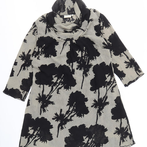 Adini Women's Black Floral Long Sleeve Dress