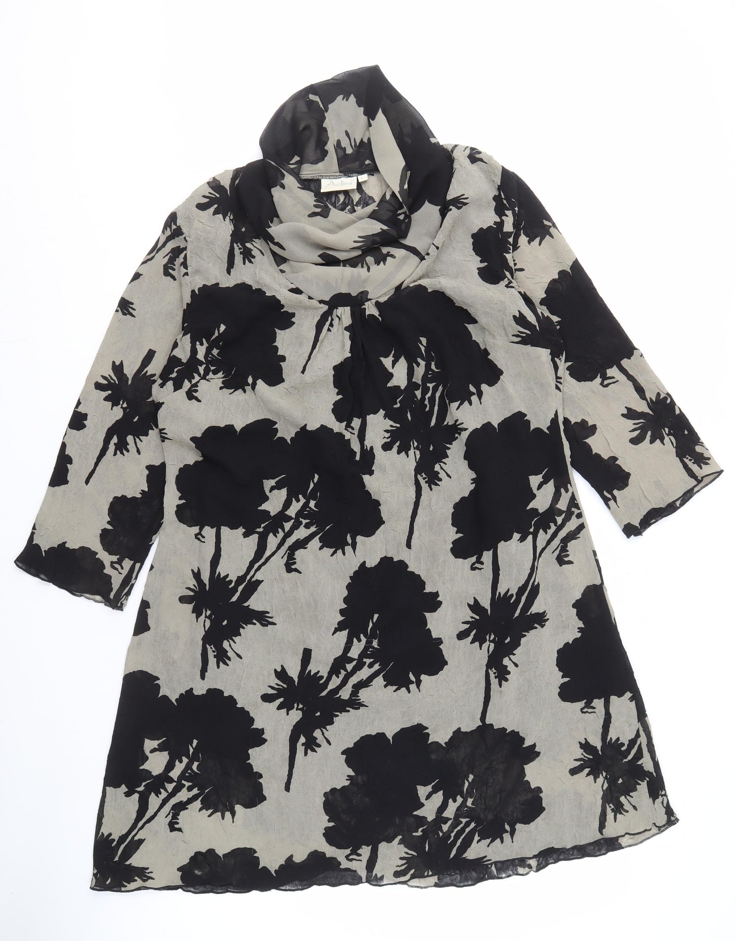 Adini Women's Black Floral Long Sleeve Dress