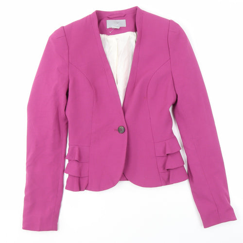H&M Women's Pink Blazer Size 6 Ruffled