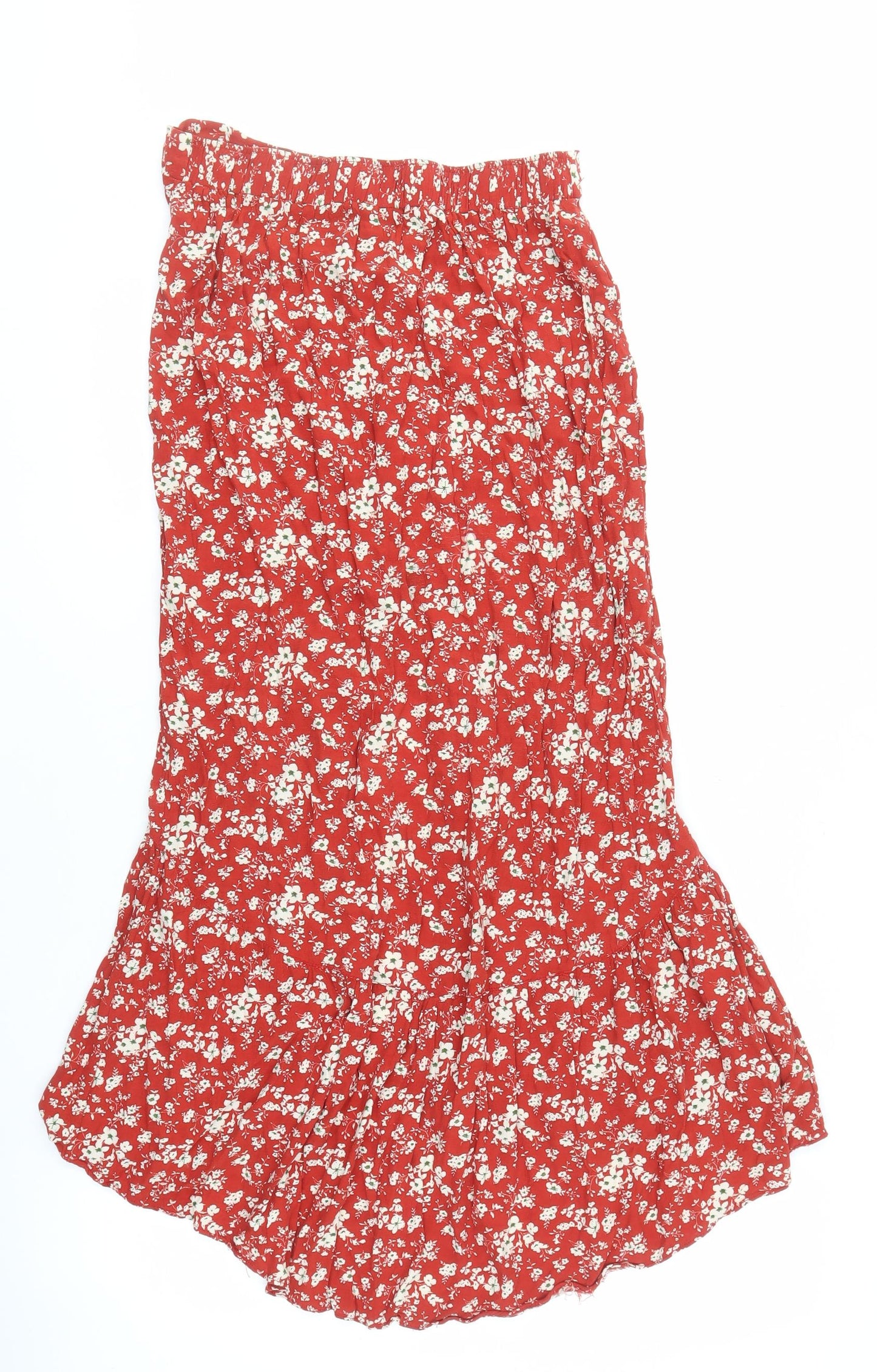 River Island Red Floral Pleated Midi Skirt