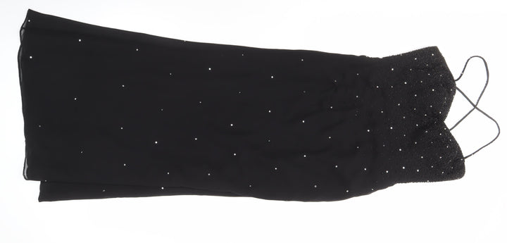 Marvie Women's Black Beaded Long Sleeveless Dress