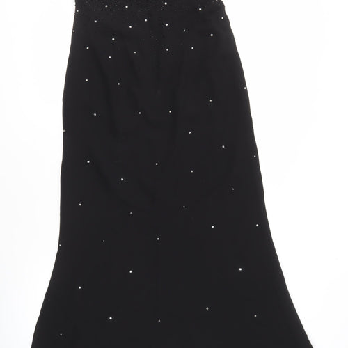 Marvie Women's Black Beaded Long Sleeveless Dress