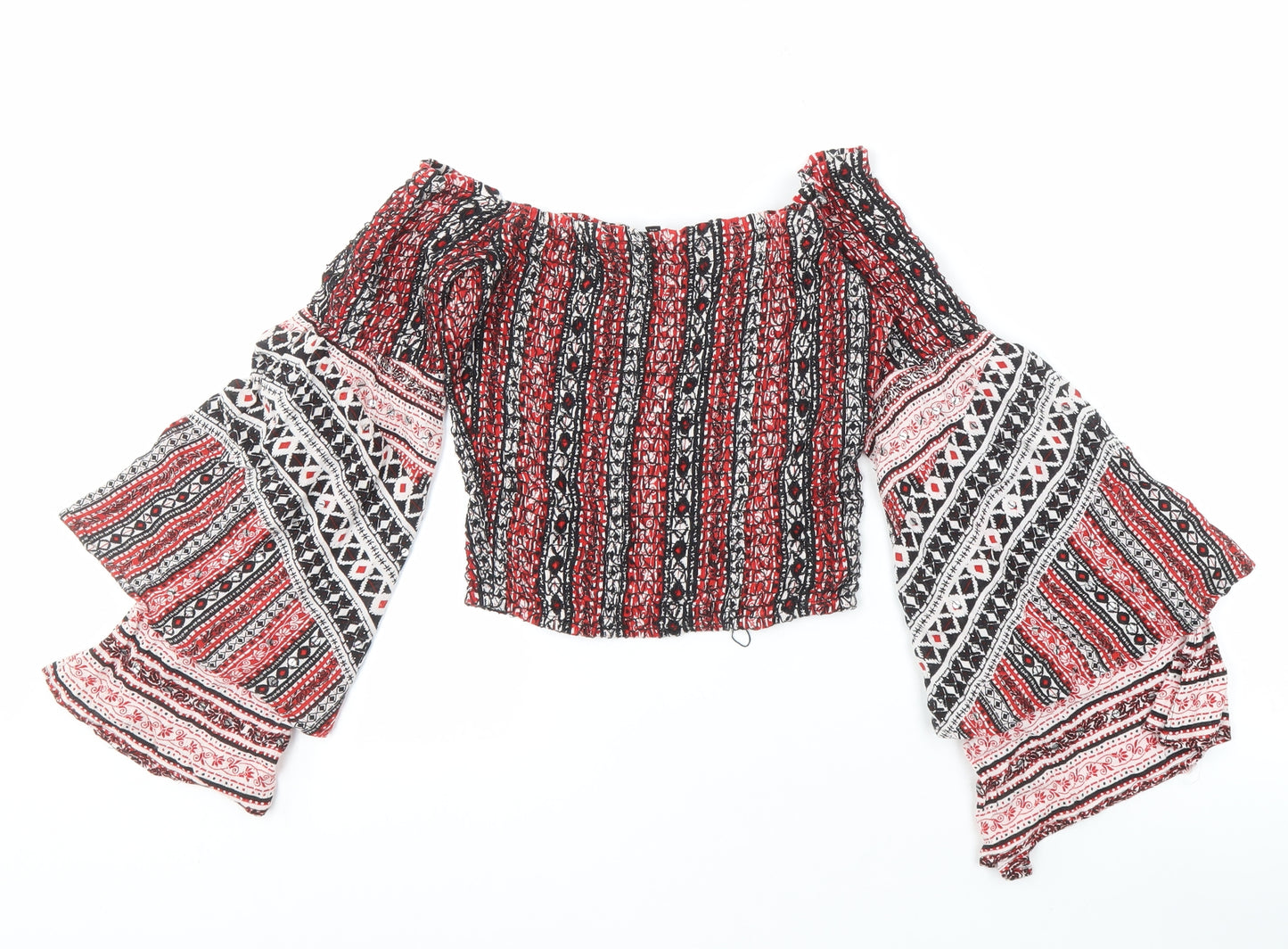 River Island Women's Red Black Cropped Top Size 8