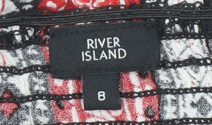 River Island Women's Red Black Cropped Top Size 8