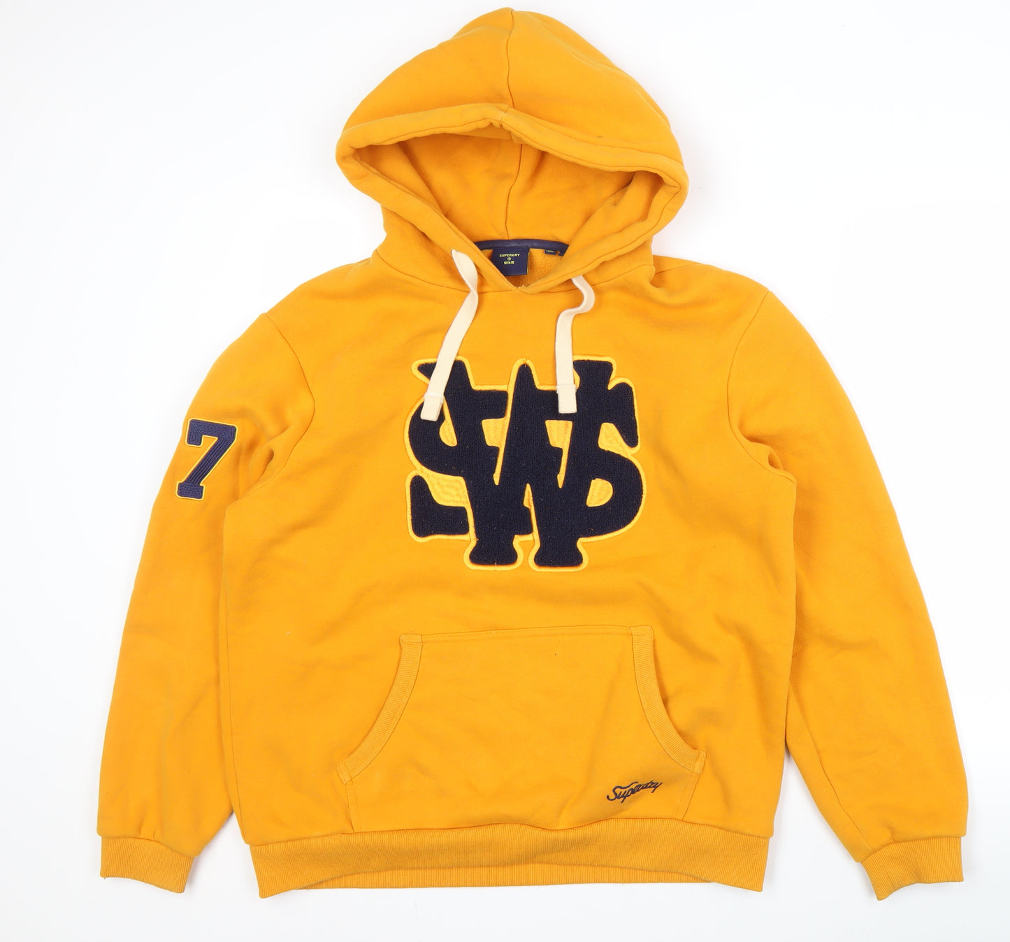 Superdry Men's Yellow XL Pullover Hoodie, Graphic Logo