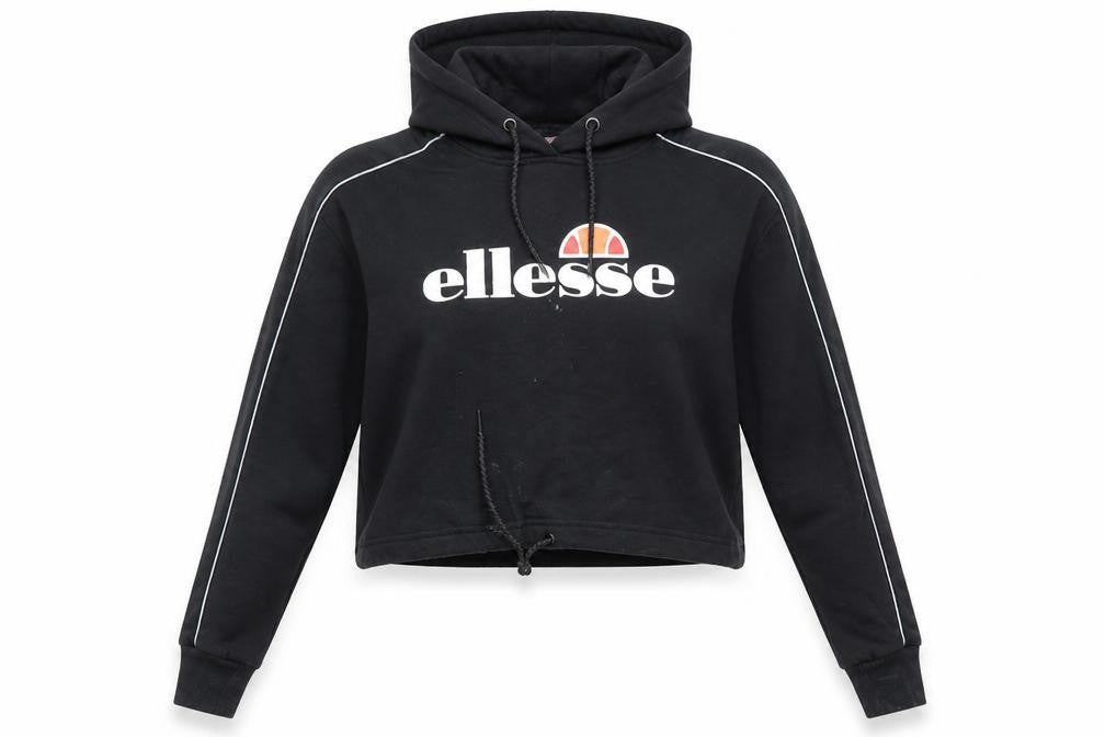 Front view of Ellesse Women's Black Hoodie, size 12, Comfortable Fit