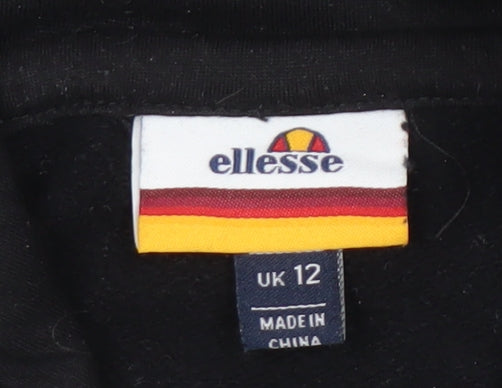Ellesse Women's Black Hoodie, Size 12, Comfortable Fit