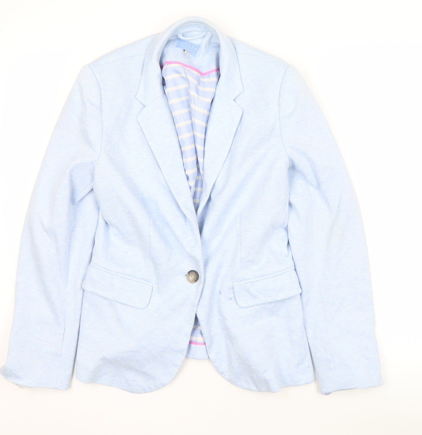 Joules Women's Blue Blazer UK 12 Jersey Notch Lapel