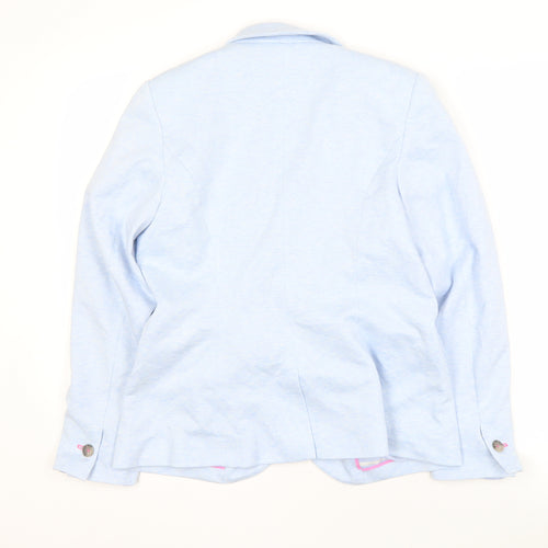 Joules Women's Blue Blazer UK 12 Jersey Notch Lapel
