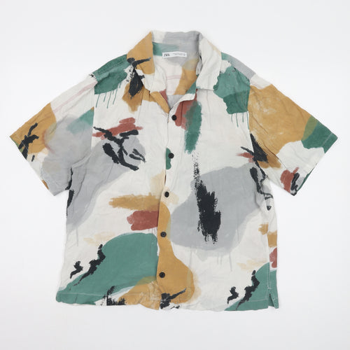 Zara Men's Multicoloured Graphic Print Shirt M