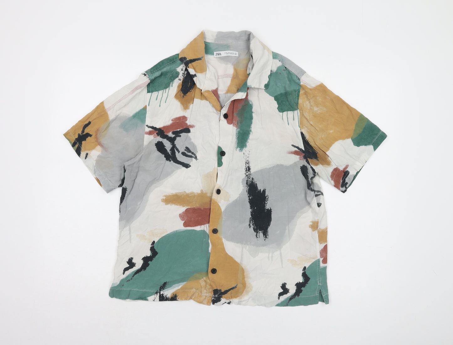 Zara Men's Multicoloured Graphic Print Shirt M