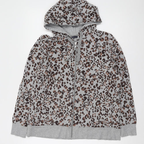 Marks and Spencer Grey Leopard Print Women's Hoodie Size 18