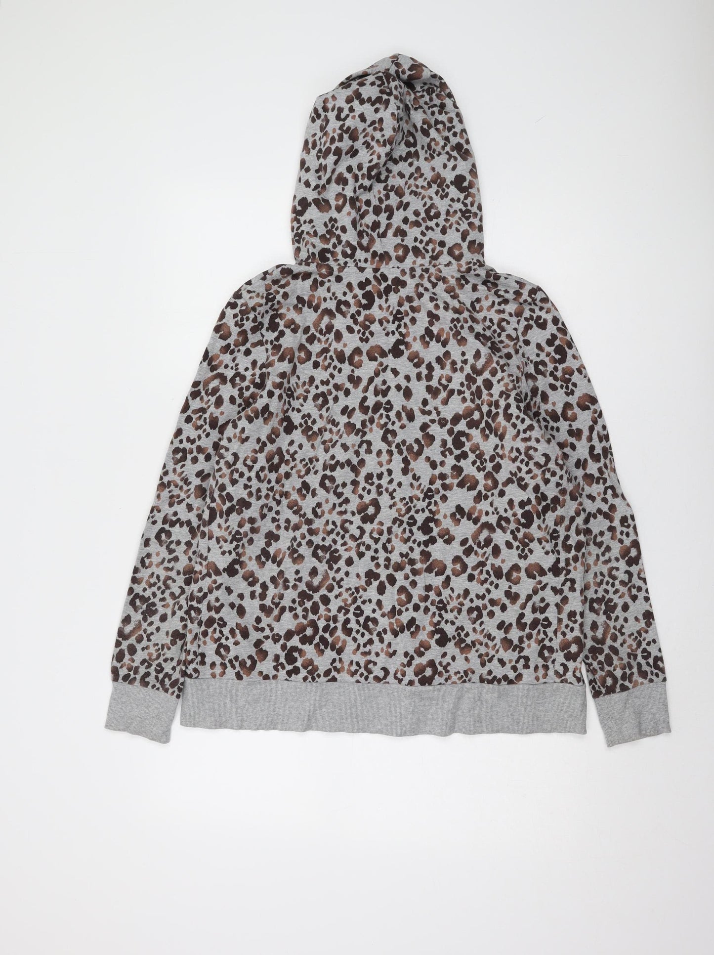 Marks and Spencer Grey Leopard Print Women's Hoodie Size 18