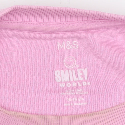 Marks and Spencer Girls Pink Pullover Sweatshirt 15-16Y