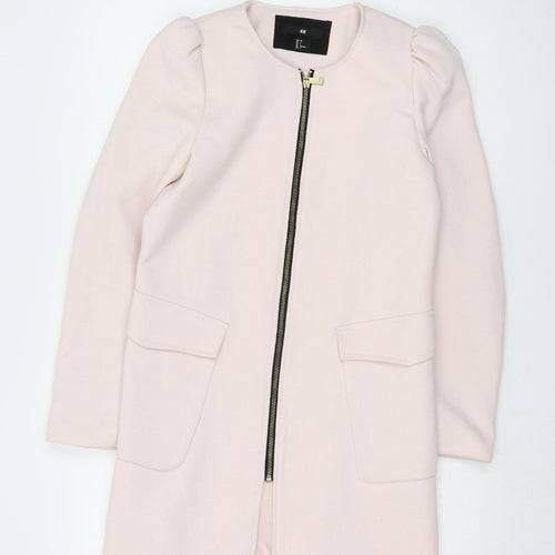 H&M Women's Pink Mid-Length Coat, Size 8, Casual Chic