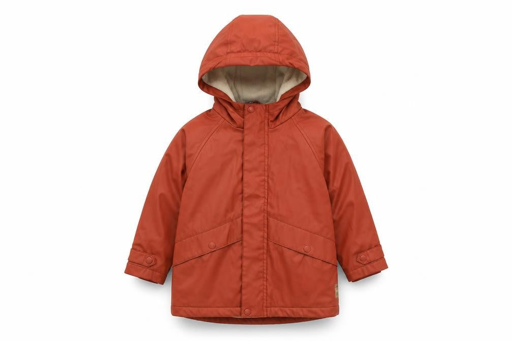 Front view of Zara girls’ orange hooded jacket 3-4 years