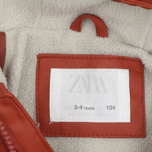 Zara Girls Orange Hooded Jacket 3-4 Years