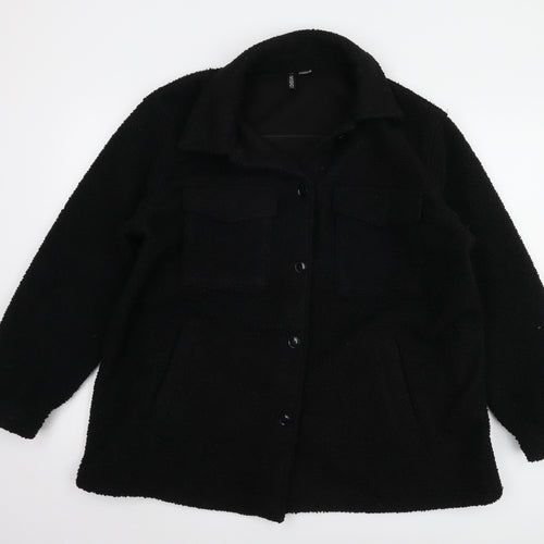 H&M Women's Black Fleece Jacket Size L Casual Winter