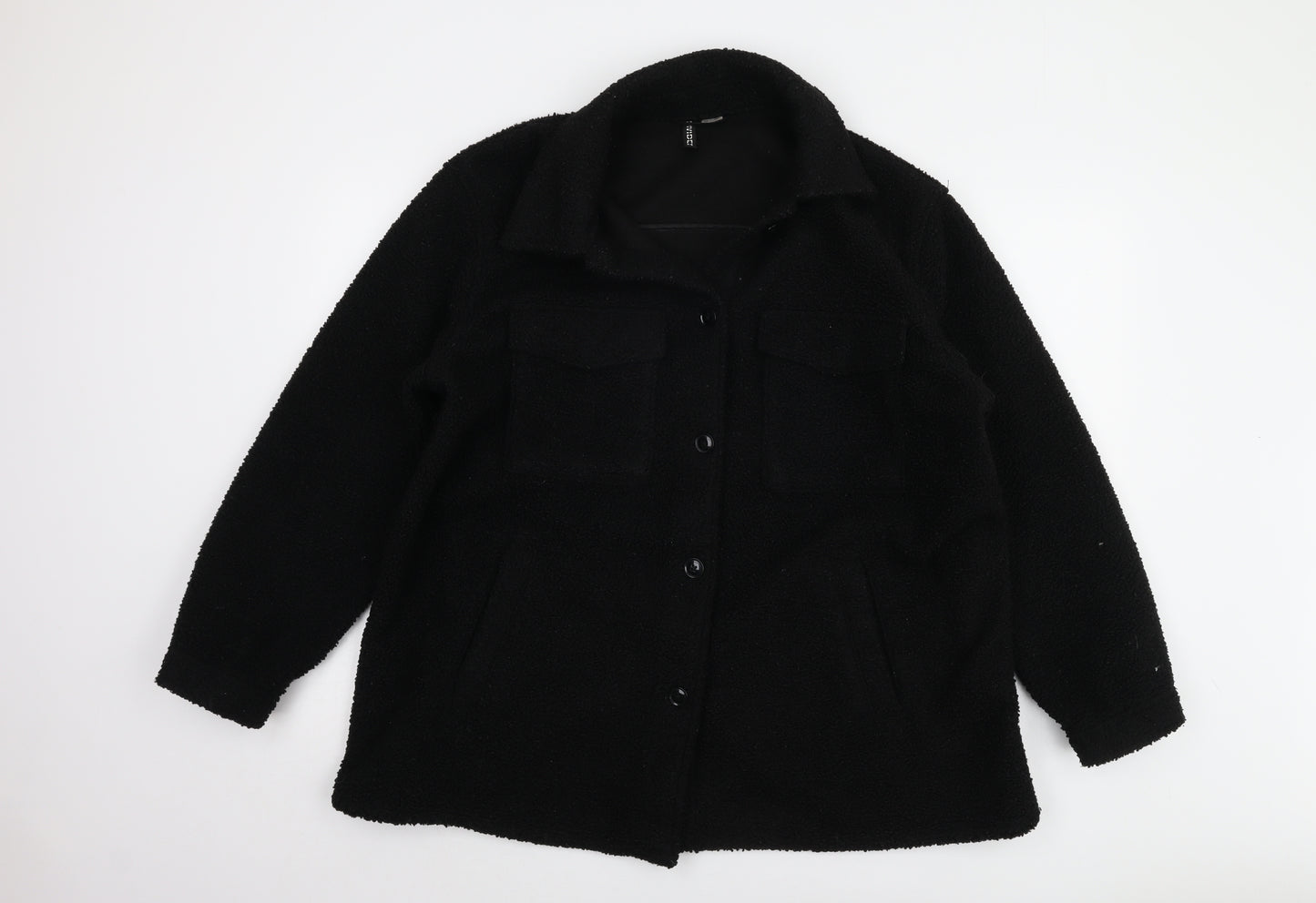 H&M Women's Black Fleece Jacket Size L Casual Winter