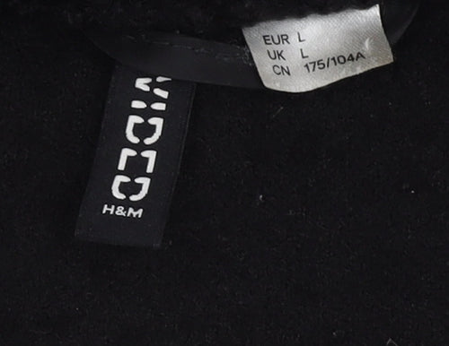 H&M Women's Black Fleece Jacket Size L Casual Winter