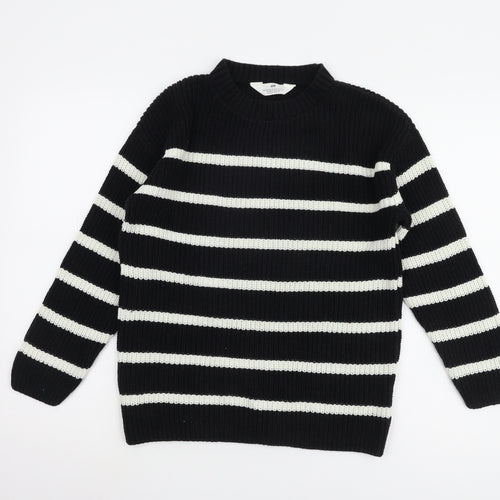 H&M Girls Black Striped Pullover Jumper 11-12 Years