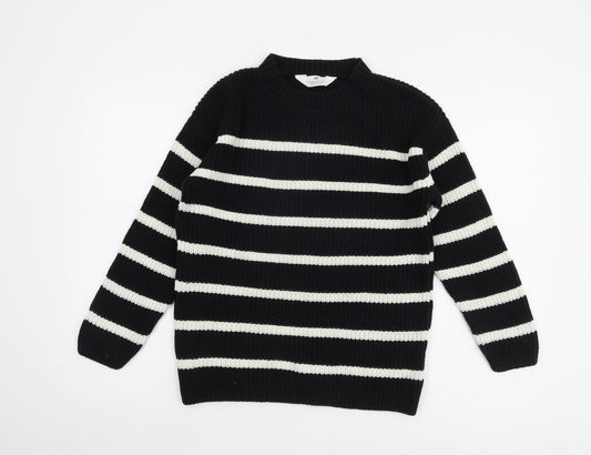 H&M Girls Black Striped Pullover Jumper 11-12 Years