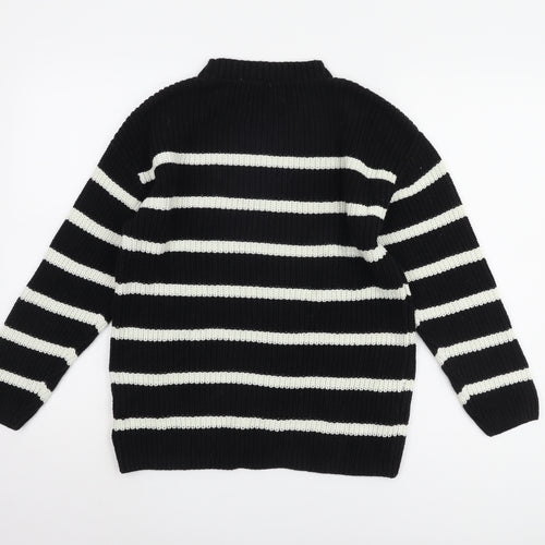 H&M Girls Black Striped Pullover Jumper 11-12 Years