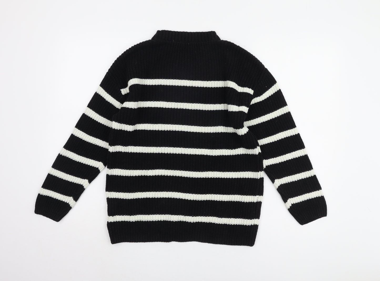 H&M Girls Black Striped Pullover Jumper 11-12 Years