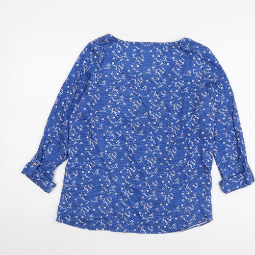 Mantaray Women's Blue Floral Blouse Size 12, 3/4 Sleeve