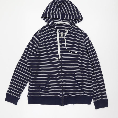 Marks and Spencer Women's Blue Striped Full Zip Hoodie Size 20